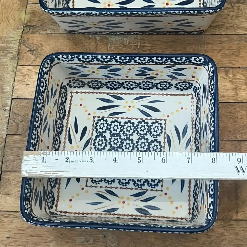 Temptations By Tara Old World Blue Floral Baking Dishes 1 & 1.5 Quart